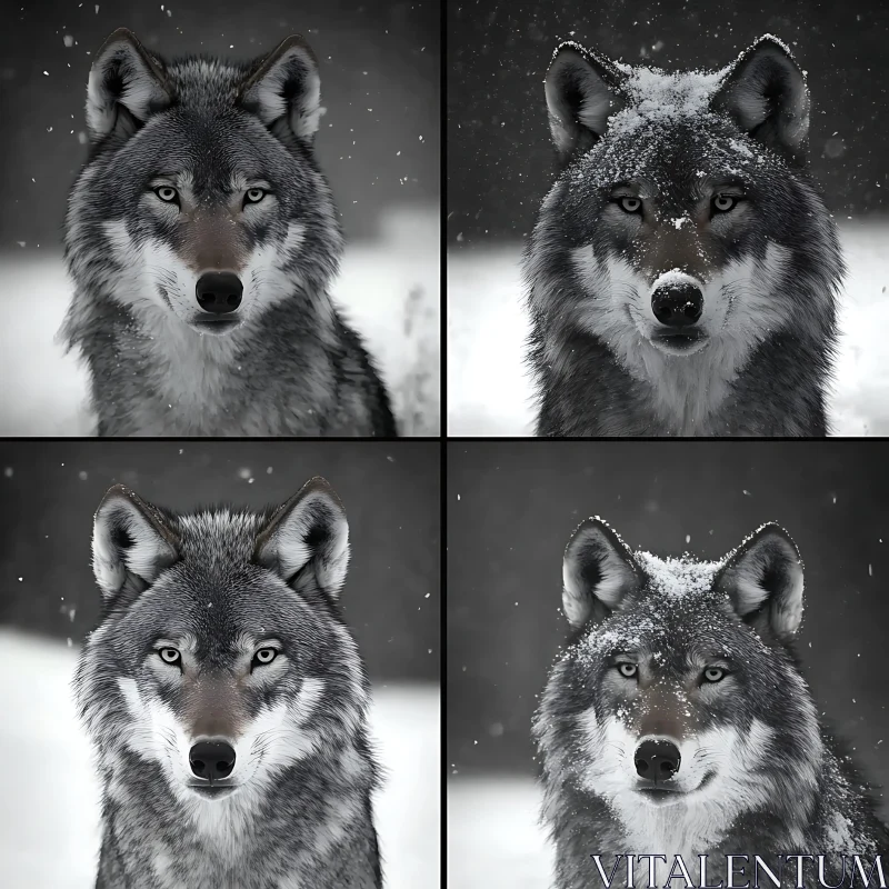 Four Wolves in the Snow AI Image