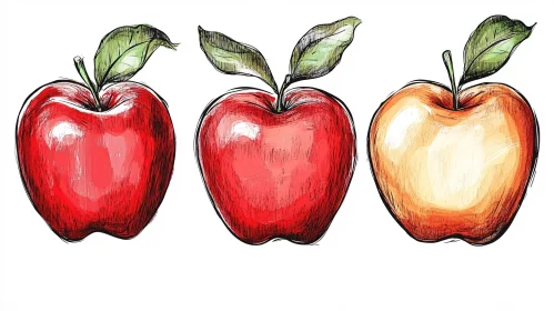 Sketch of Red and Yellow Apples