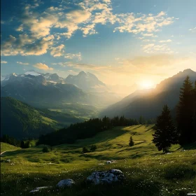 Sunlit Mountain Serenity