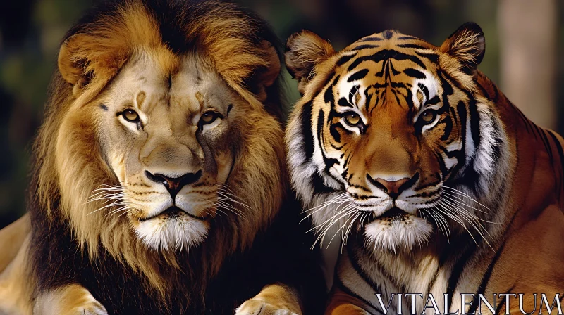 Majestic Lion and Tiger Duo AI Image