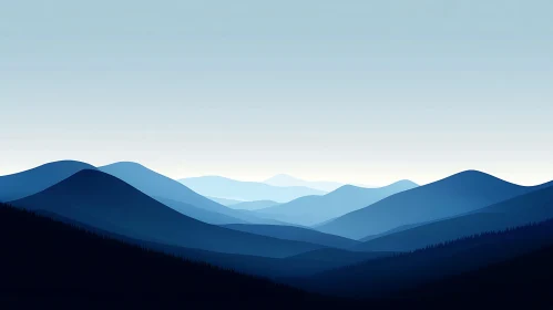 Layered Blue Mountain Landscape