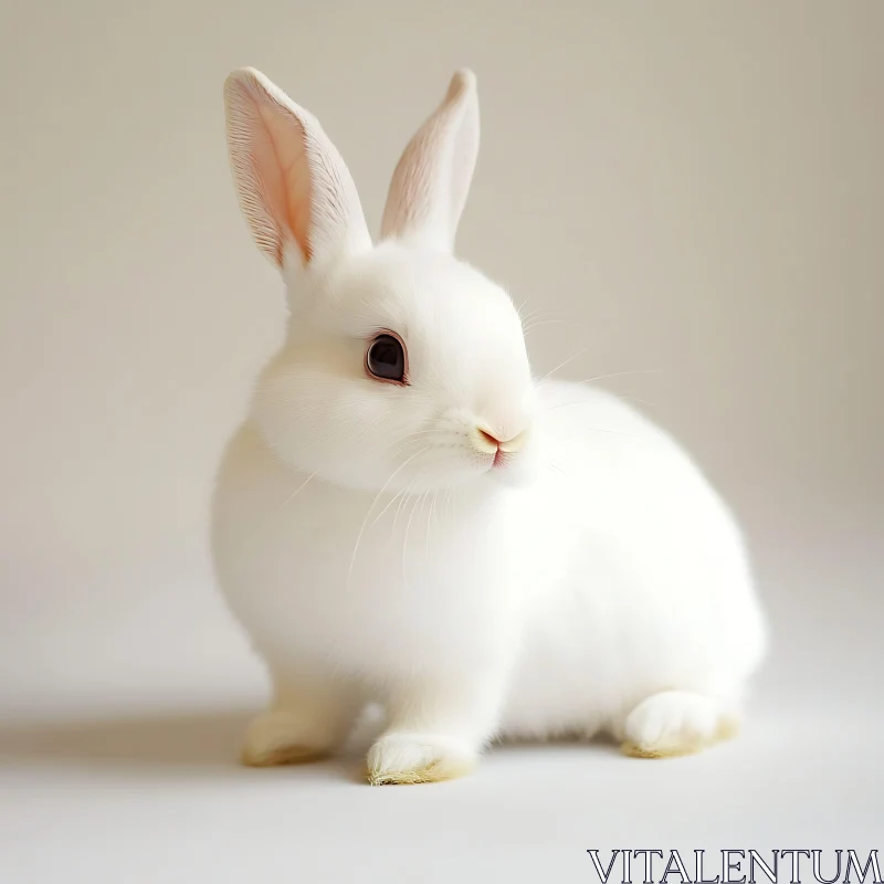 Elegant White Bunny - Minimalist Pet Art AI Image