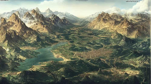 Scenic Valley View with Mountains and City