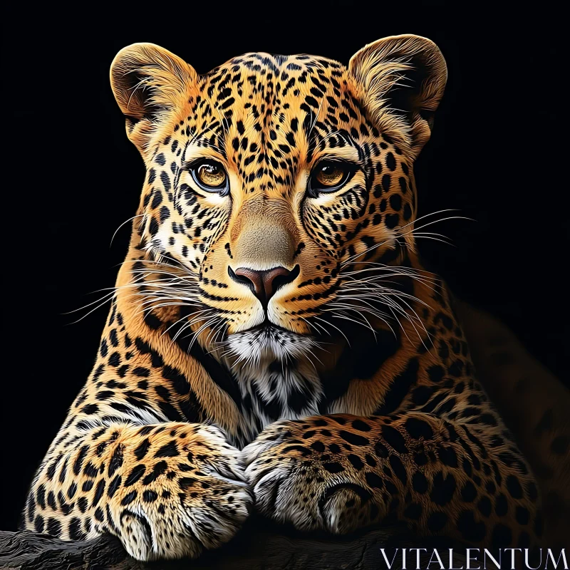 Leopard Close-Up: A Study in Spots and Shadows AI Image