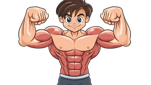 Muscular Cartoon Character Illustration