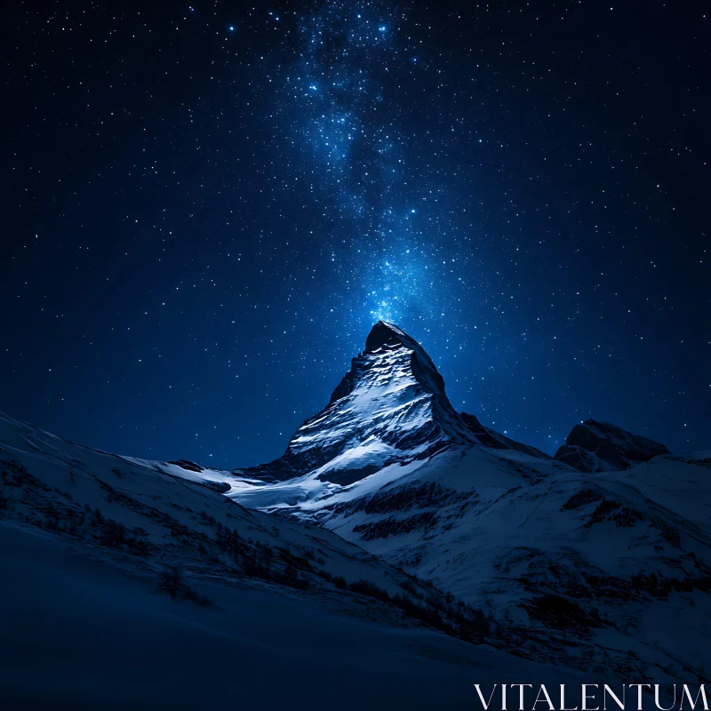 Mountain Peak Starry Night AI Image