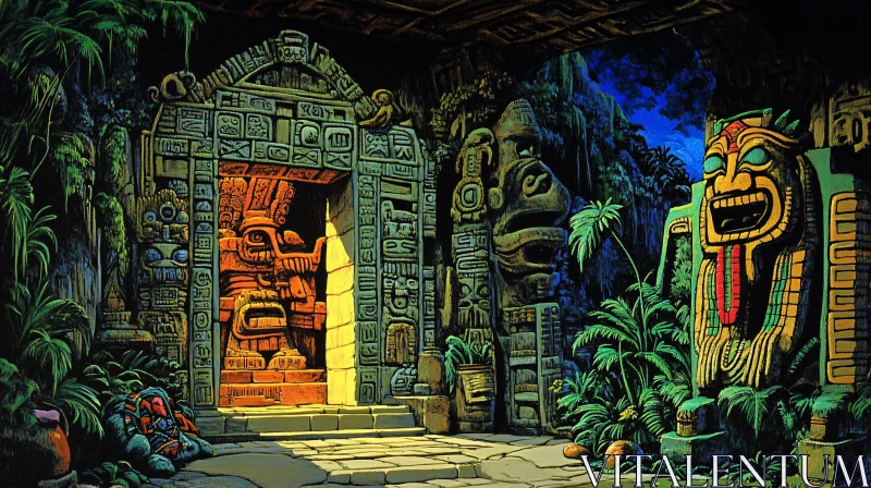 AI ART Lost Temple Ruins in the Rainforest