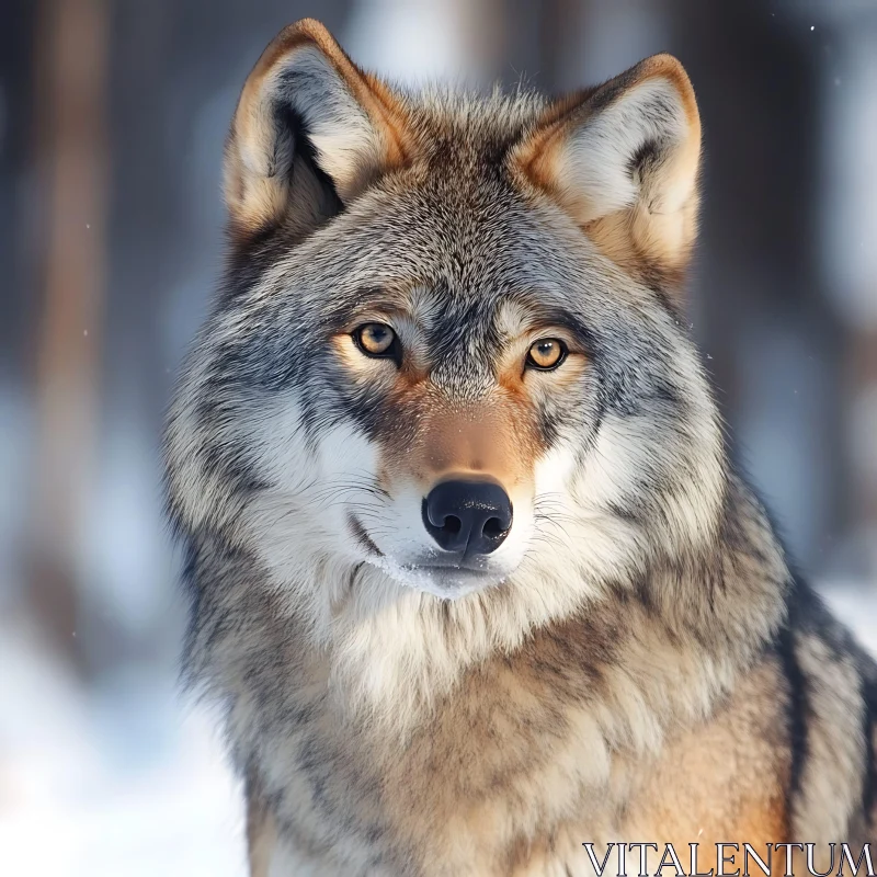 Close-up of a Wolf in Winter AI Image