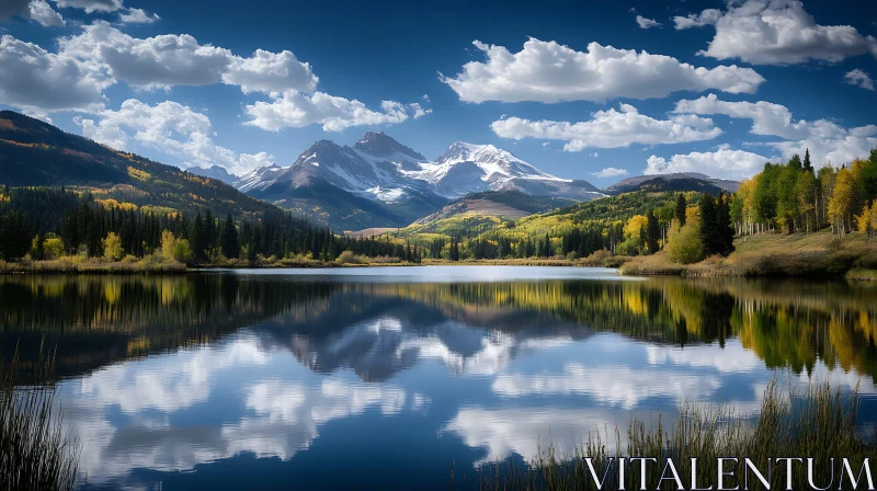 AI ART Autumn Mountain Lake Reflection