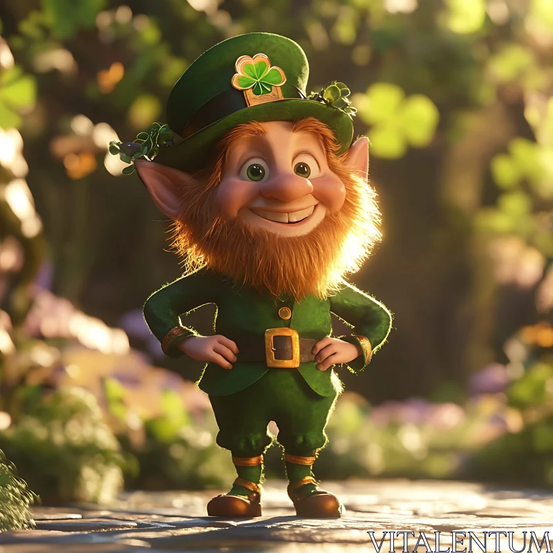 AI ART Charming Leprechaun with Clover Hat