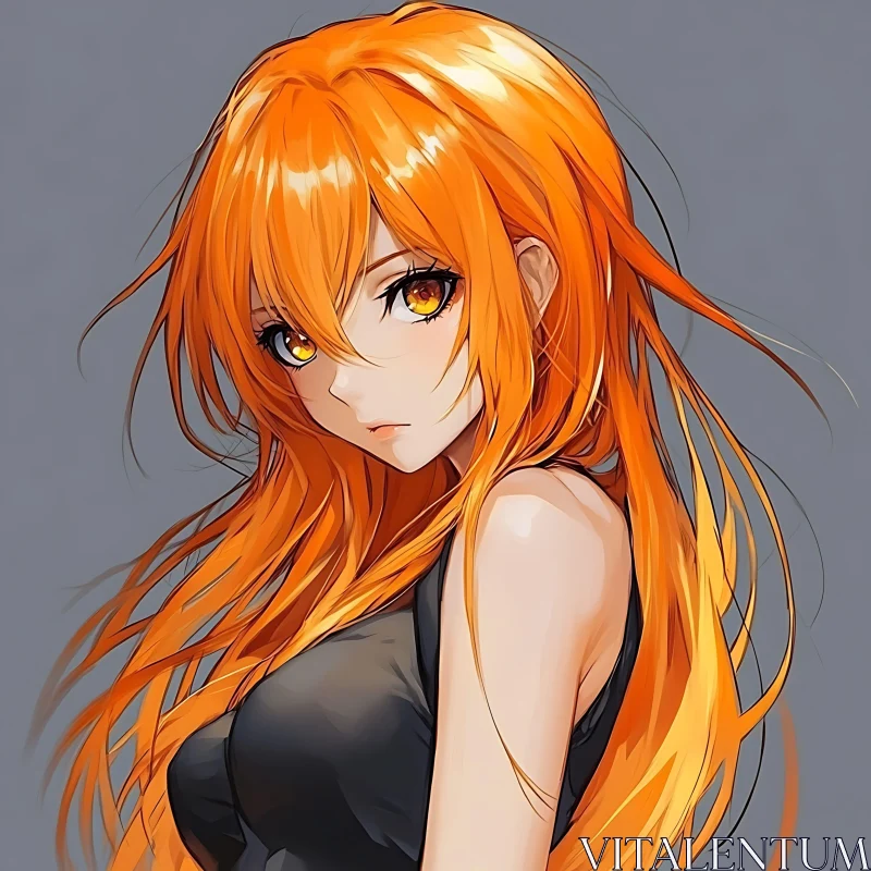 Orange-Haired Anime Character Art AI Image