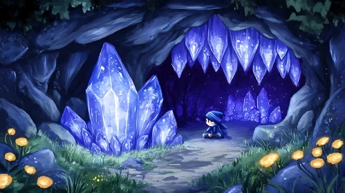 Blue Crystal Cave with Child