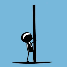 Abstract Stickman on Pole Illustration