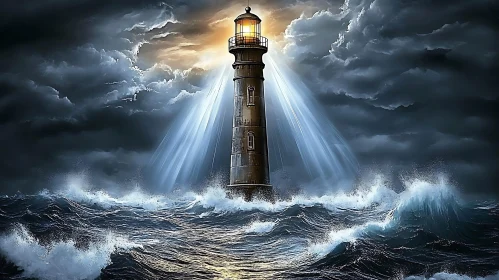 Beacon in the Storm: A Lighthouse Scene