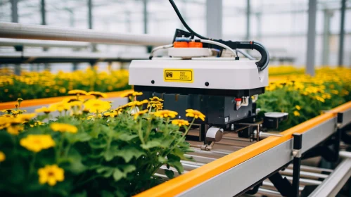Robotic Machine in a Flower Greenhouse