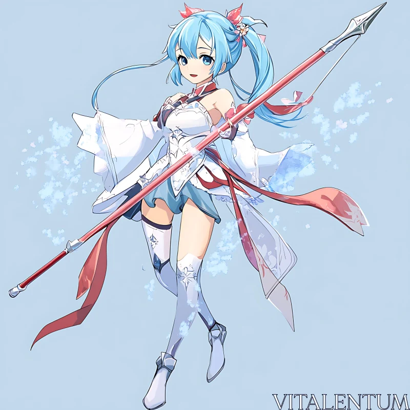 Fantasy Warrior Anime Girl AI Image