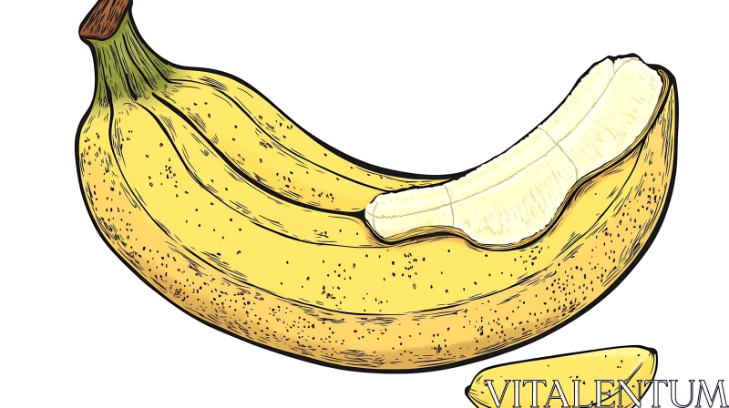 Vivid Banana Illustration with Slice AI Image