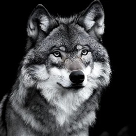 Monochrome Wolf Face Close-up