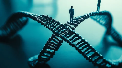 Figures on DNA: A Futuristic Science Scene