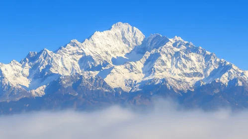 Snowy Mountain Range with Cloud Inversion