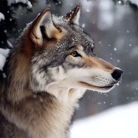 Snowy Wolf Close-Up