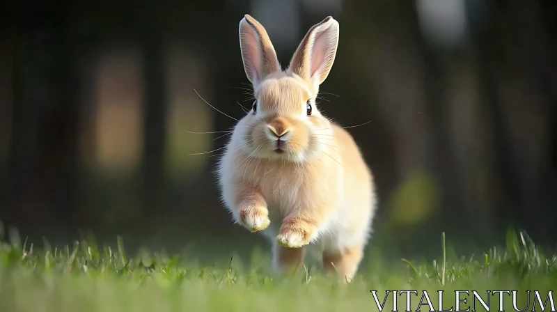 Rabbit Leaping Through Green Grass AI Image