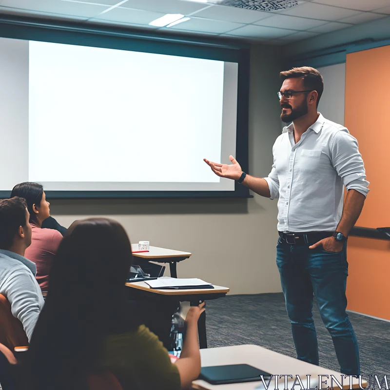 Classroom Presentation: Speaker and Students AI Image