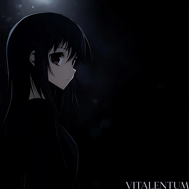 Dark Anime Girl Profile Illustration AI Image