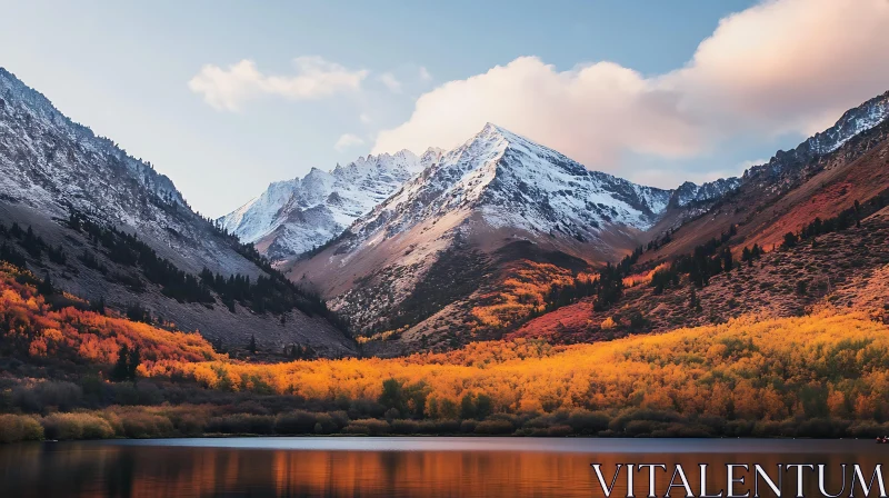 Scenic Mountain Lake in Autumn AI Image