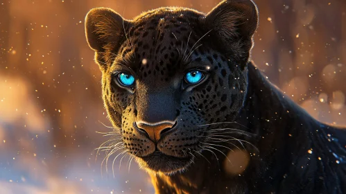 Black Panther with Intense Blue Eyes