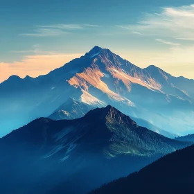 Serene Mountain Landscape with Snowy Peaks