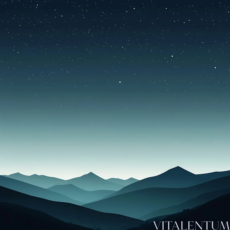 AI ART Layered Mountains at Night