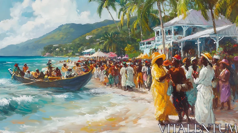 AI ART Coastal Gathering by the Sea