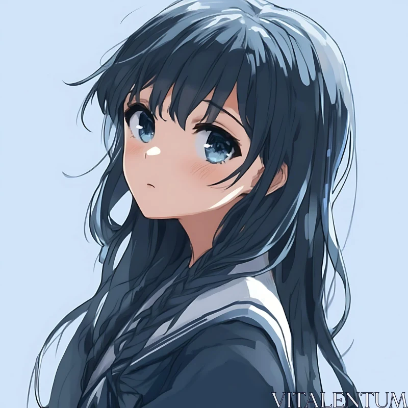 Anime Girl in Japanese School Uniform AI Image