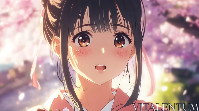 AI ART Springtime Anime Portrait with Cherry Blossoms