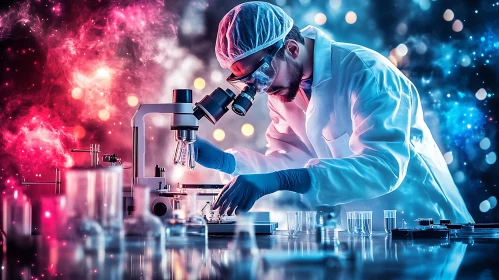 Lab Research Under Microscope