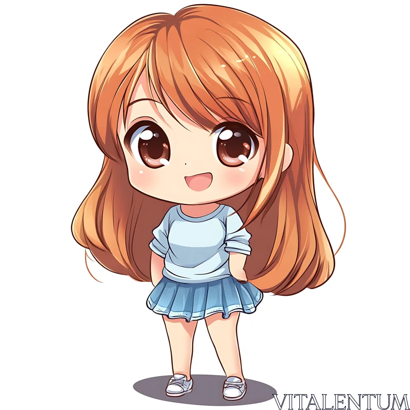 Adorable Chibi Anime Girl Illustration AI Image