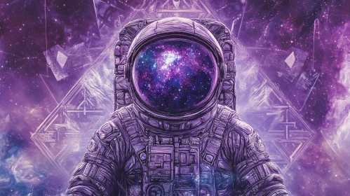 Astronaut Amidst Purple Galaxy