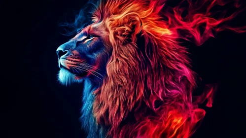 Lion in Neon Colors