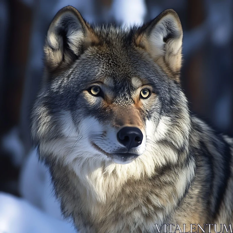 Close-up of a Wolf's Face AI Image