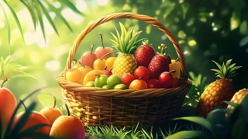 Basket Full of Fresh Fruits