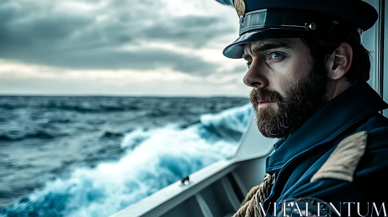 Portrait of a Sea Captain on Deck AI Image