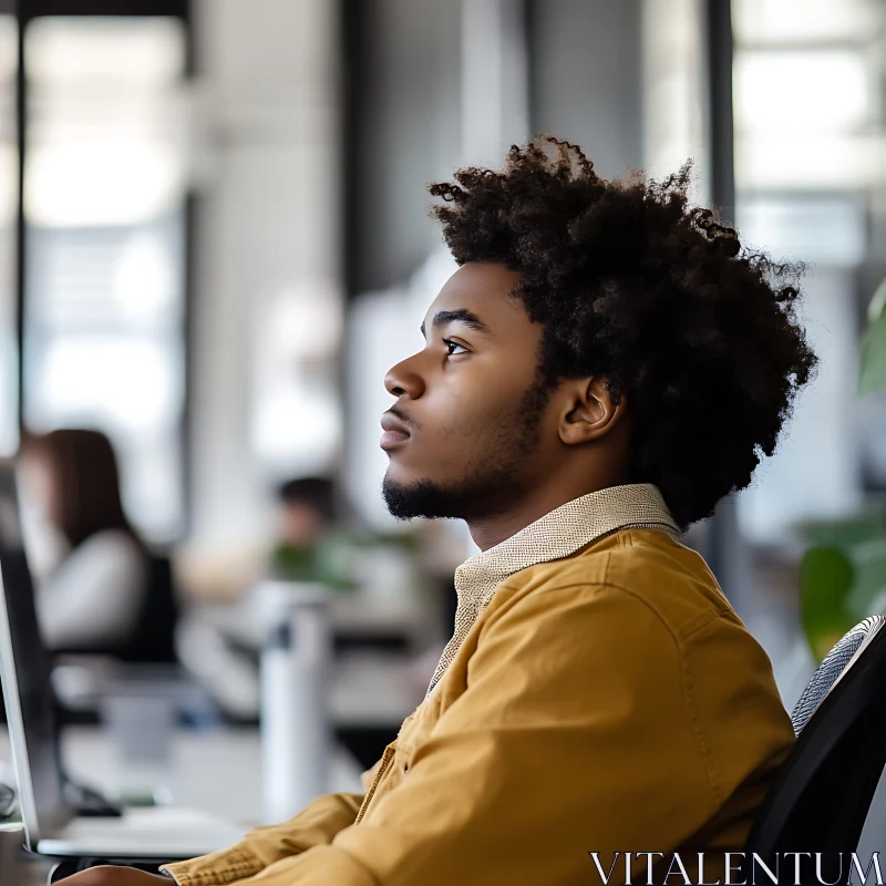 Thoughtful Young Man Profile AI Image