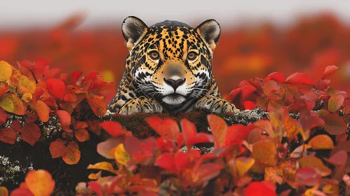 Jaguar in Autumn Leaves