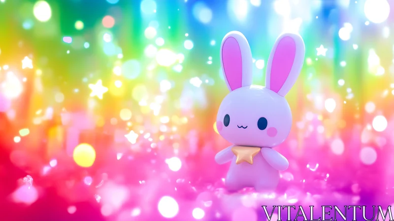 Cartoon Bunny with Starry Background AI Image