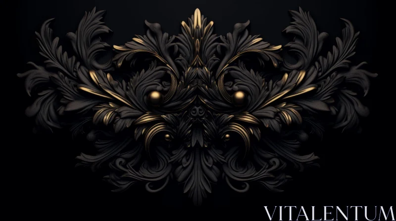 Intricate Gold and Black Floral Design - Abstract Art AI Image