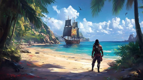 Island Seascape With Pirate