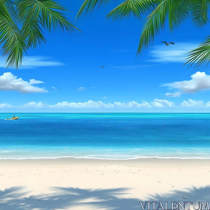 AI ART Peaceful Beach Scene with Turquoise Water