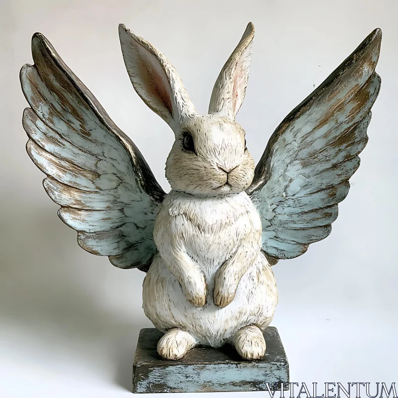 Rabbit Statue with Wings AI Image