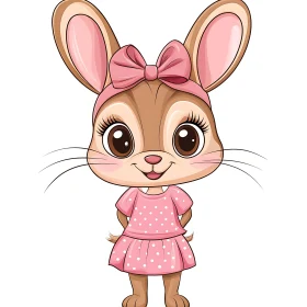 Adorable Cartoon Bunny with Pink Bow